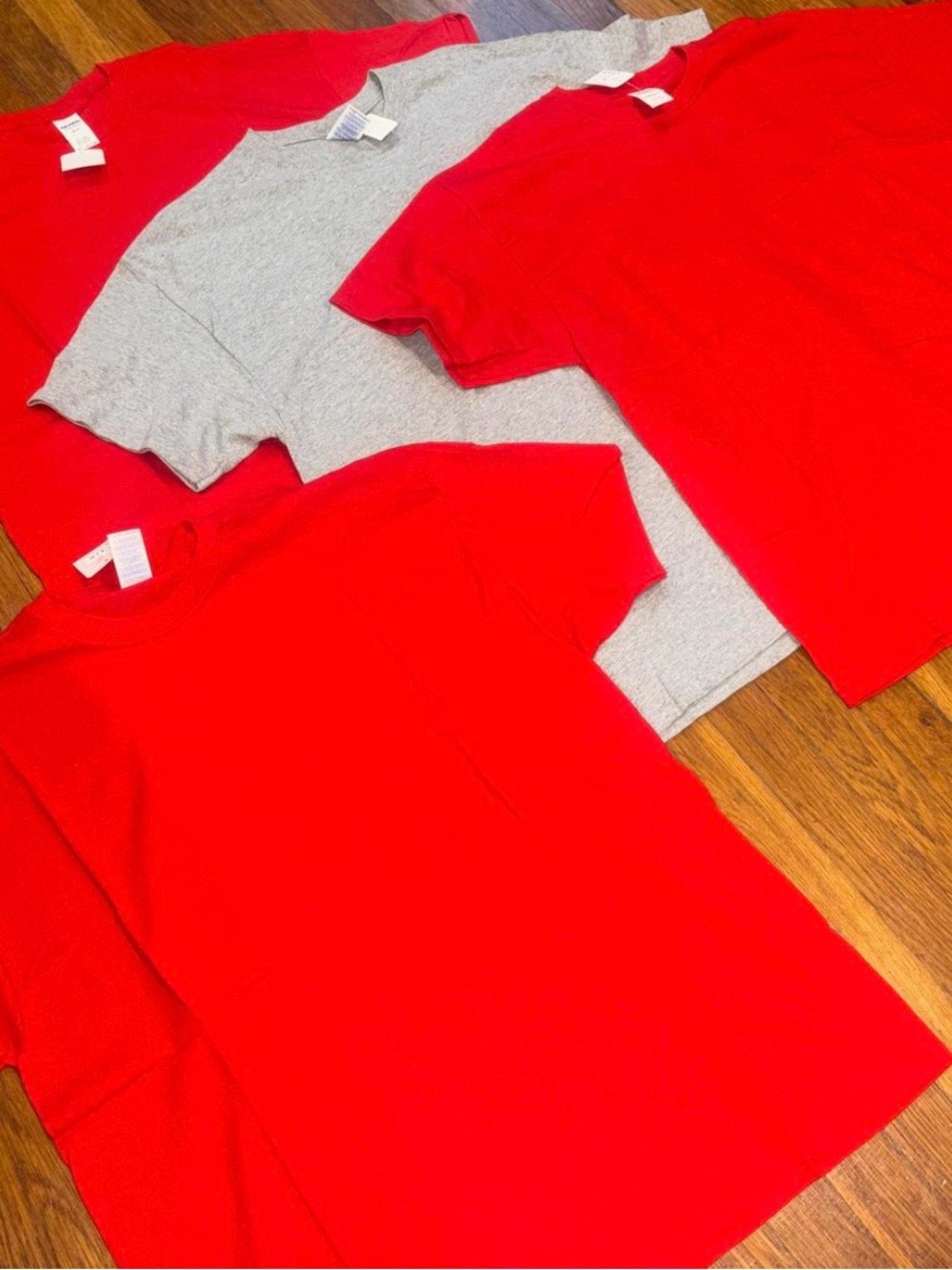 New Gildan Red & Heather Gray Short Sleeve Crewneck T-Shirts - Pack Sz:XL